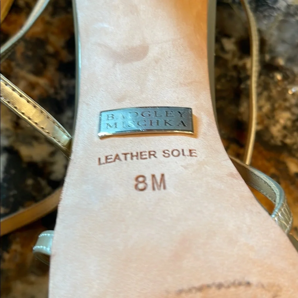 Badgley Mischka Women's Gold Strappy Heels - Picture 4 of 5